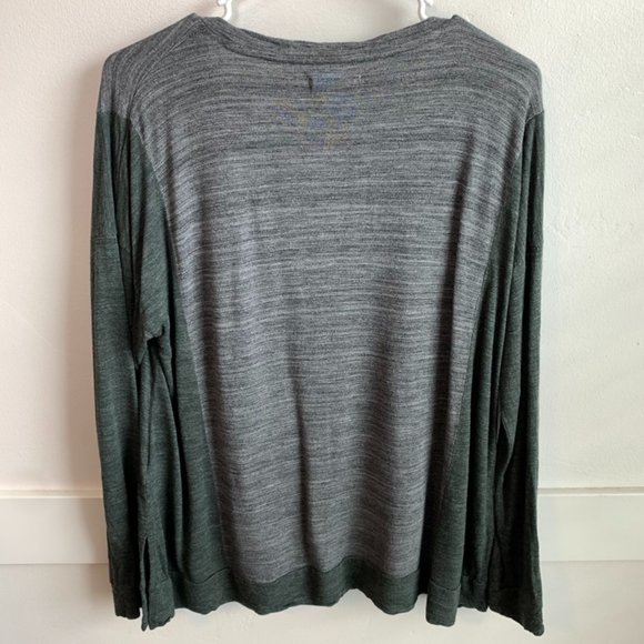 Madewell Gray & Green All Around Colorblock Long Sleeve Shirt - Picture 3 of 6